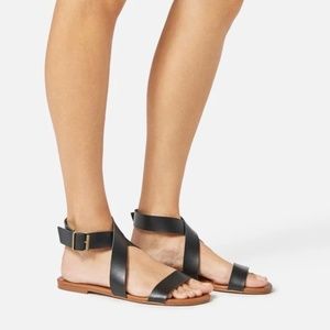 JustFab Black Soleila Flat Sandal size 9 BNIB